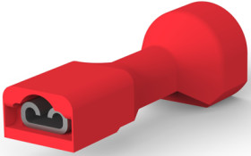 Insulated flat plug sleeve, 2.8 x 0.81 mm, 0.32 to 0.82 mm², AWG 22 to 18, brass, tin-plated, red, 2-520310-2