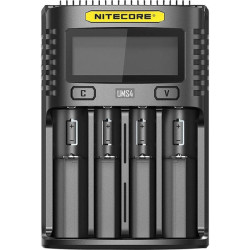 NiteCore NC-UMS4 UMS4 Charger, QC 2.0, 4 Slots, LCD, 3000mA Max