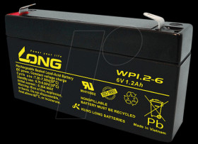 WP 1.2-6 Maintenance-free rechargeable lead-fleece battery, 1.2 Ah, 6V
