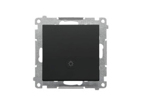 SIMON 55 Wyłącznik zwierny przycisk „światło” z podświetleniem LED szybkozłącza czarny mat TS1L.01/149 KONTAKT SIMON