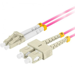 Patchcord światłowodowy MM LC/UPC-SC/UPC duplex 3mm OM4 magenta 2m LANBERG