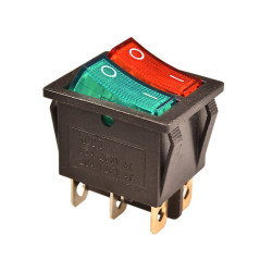 Przełącznik kołysk podwójny 16A/ 250V/2poz czerwony/zielony podś.