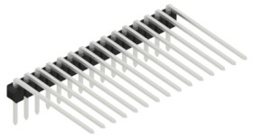 Pin header, 15 pole, pitch 2.54 mm, angled, black, SL320715Z