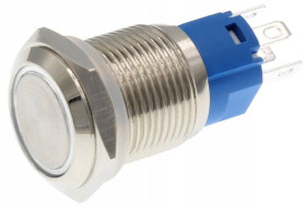 PRZYCISK PRZEŁĄCZNIK WANDALOODPORNY MONOSTABILNY 12-24V 19MM BIAŁY LED