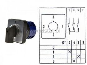 Wyłącznik 32A, 1tor, 2 war. ( 0-1-2-3 ) 64x64xmm