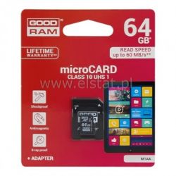 Karta Micro SD 64GB SDHC + adap. SD class10 UHS