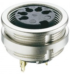 Panel socket, 5 pole, solder cup, screw locking, straight, 0304 05-1