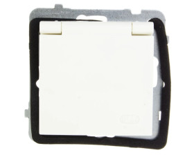 AS Gniazdo bryzgoszczelne z/u IP44 klapka ecru GPH-1GZ/m/27/w