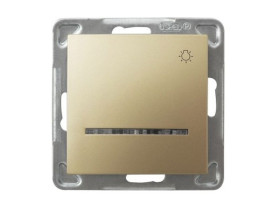 IMPRESJA Wyłącznik zwierny przycisk "światło" z podświetleniem niebieskim złoty metalik ŁP-5YS/m/28 OSPEL