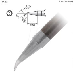 T39-J02 Aktiv-Lötspitze T39-J02, 0,2 mm, gebogen, konisch