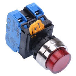 YW4L-A2E20Q3R Red 12V illuminated 22mm Metal Bezel Maintained Push Button Switch 2NO IP65 IDEC