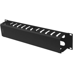 Organizator kabli RACK 19 2U grzebieniowy zamykany metalowy czarny z przepustami Lanberg