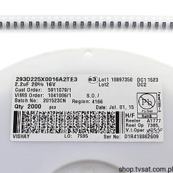 293D225X0016A2TE3 Tantalum 2.2uF 16V SMD-3216 VISHAY