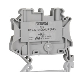 Blok zacisków przelotowych Phoenix Contact poziomy: Pojedynczy 26 → 10AWGŚruba UT 4-DIO/L-R 500mA 800 V