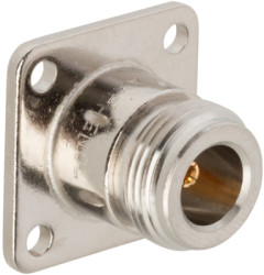 N flange socket 50 Ω, solder connection, straight, 082-97-RFX
