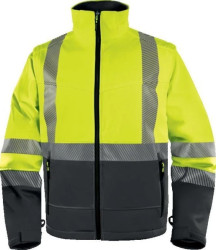 Kurtka ostrzegawcza Softshell z poliestru Stretch, 3 warstwy laminowane, kl.2, kolor Żółty Fluo-Szary, rozmiar: 4XL, FASTJA4X