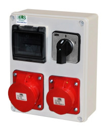 Zestaw zasilający MIKO-4M 32A/5P + 16A/5P + wyłącznik 0-1 IP44 E901304018