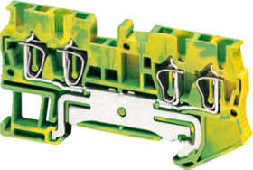 Ground terminal, 4 pole, 0.08-2.5 mm², clamping points: 4, green/yellow, spring balancer connection, NSYTRR24PE