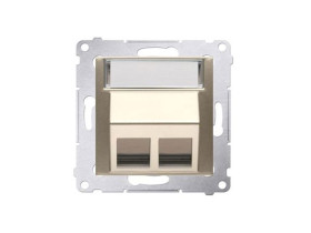 SIMON 54 Pokrywa gniazd teleinformatycznych na Keystone skośna 2 podwójna z polem opisowym (moduł) złoty mat DKP2S.01/44 KONTAKT