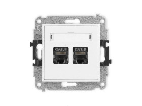 MINI Gniazdo komputerowe podwójne 2xRJ45 kat.8 ekranowane 8-stykowy biały MGK-12 KARLIK