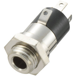 TruComponents 202603 3.5 mm audio jack Socket, Vertical,Pins:4 Stereo Silver