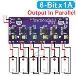 MODUŁ ŁADOWANIA AKUMULATORÓW 18650 1-6 SZT JEDNOCZEŚNIE (BMS-70121)