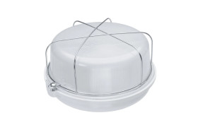 Oprawa SAUNA-7061N, E27, 100W, biała-bakelit, klosz matowy-szkło, IP54, siatka metalowa A2810-M