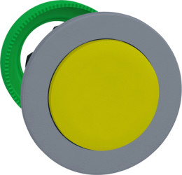 Pushbutton, unlabeled, unlit, groping, waistband round, yellow, front ring light gray, mounting Ø 30.5 mm, ZB5FL5C0