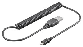 Przewód spiralny USB - microUSB /synchronizacja i ładowanie/ 1m 62334