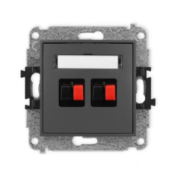 ICON Mechanizm gniazda głośnikowego podwójnego grafitowy mat 28IGG-2