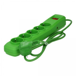 Przedłużacz elektryczny Listwa zasilająca antyprzepięciowa ARMAC R5 na 5 gniazd 2P+Z z wyłącznikiem zielona 1,5m