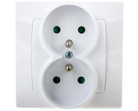 KARO Gniazdo podwójne z/u z przesłonami biały GP-2SZP/00