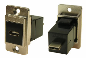 Złącze USB USB-C Montaż na panelu Żeńskie do męskiego 2-portowe