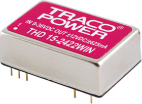 DC converter, 9-36 VDC, 15 W, 2 outputs, ±15 VDC, 90 % efficiency, THD 15-2423WIN