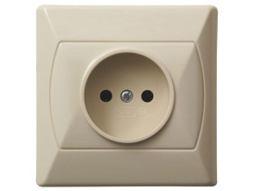 AKCENT Gniazdo pojedyncze bez uziemienia z przesłonami torów prądowych beżowy GP-1AP/01 OSPEL