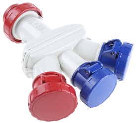Adapter do przedłużacza sieciowego 16A Wtyczka, gniazdo 415 V 1 x 3P + N + E, 1 x 3P + E, 2 x 1P + E Scame Czerwony IP66