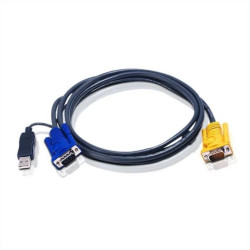 Kabel KVM VGA USB (z wbudowanym konwerterem PS/2 USB), czarny, 3m 2L-5203UP