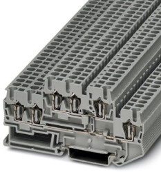 Double-level spring-cage terminal, spring balancer connection, 0.08-4.0 mm², 22 A, 6 kV, gray, 3038516