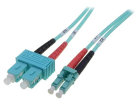 DK-2532-01/3 Patch cord światłowodowy OM3 LC/UPC,SC/UPC 1m LSZH turkusowy