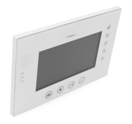 Monitor głośnomówiący, z pamięcią, kolor biały. 7 cali. Obsługa 2 stacji bramowych (lub 1 stacja + 1 kamera CCTV)