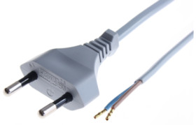 Connection cable, Europe, plug type C, straight on open end, H03VVH2-F2x0.75 mm², gray, 2 m, 0L06601