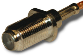 F panel socket 75 Ω, RG-161, RG-179, RG-187, Belden 9221, solder connection, straight, 222114