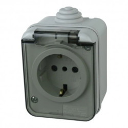 Gniazdo pojedyncze schuko natynkowe IP44 szare 1592 M-L 1137