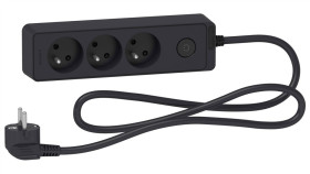 Odace Przedłużacz 3 Gniazdowy Z Łącznikiem 1,5M Antracyt St9331b