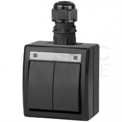 Łącznik świecznikowy podwójny natynkowy hermetyczny IP65 antracytowy 10AX Aquant 2K