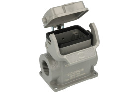 Obudowa złącza; Han B; 19300060296; 6B; metal; proste; na panel; wyjście na dławnicę M25; z 1 klamrą; z pokrywą; 2 boczne wyjści