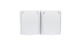 Fala Gniazdo Hermetyczne Podwójne Z/U Schuko Ip44 Klapka Biała Gnh-2Hs/00/W