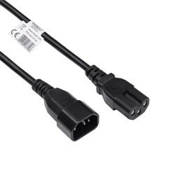 Kabel zasilający serwerowy Akyga AK-UP-06 przedłużacz CU IEC C14 / C15 1.8 m