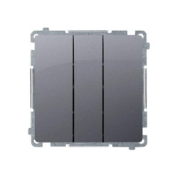 Simon Basic Przycisk potrójny z podświetleniem LED (moduł) 10AX, 250V~, szybkozłącza, srebrny mat BMP31L.01/43
