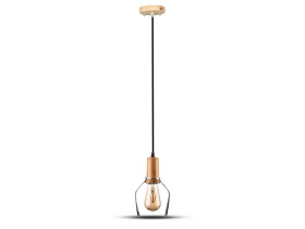VT-7130 Lampa wisząca szkło + drewno klosz: transparentny brązowy 3818 V-TAC